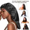 Long Satin Bonnet Sleep Cap Extra Large Silk Sleeping Hijab with Wide Elastic Band Loose Night Hat for Women Braids Curly Hair 1