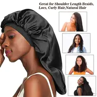 Long Satin Bonnet Sleep Cap Extra Large Silk Sleeping Hijab with Wide Elastic Band Loose Night Hat for Women Braids Curly Hair 1