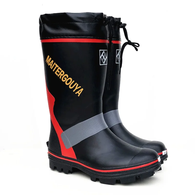 Waterproof High Rain Boots, Hunting Fishing Boots, Steel Spikes Sole Rubber Shoes, Men Women Hiking Working Fishing Shoes