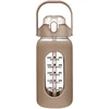1000ML Glass Water Bottles With Straw, Glass Bottle With Silicone Sleeve And Time Marker, For Gym Home Office 6