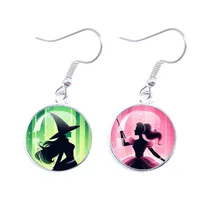 Classic Musical Movie Magic Wicked Witch Glass Glass Cabochon Earrings Drop Earring For Women Girls Cosplay Jewelry Accessories 1