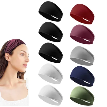 10pcs Elastic Yoga Hair Band Sports Headbands Soft Breathable Sweat-absorbent hair band for Running Fitness Tennis Gym Work Out 1