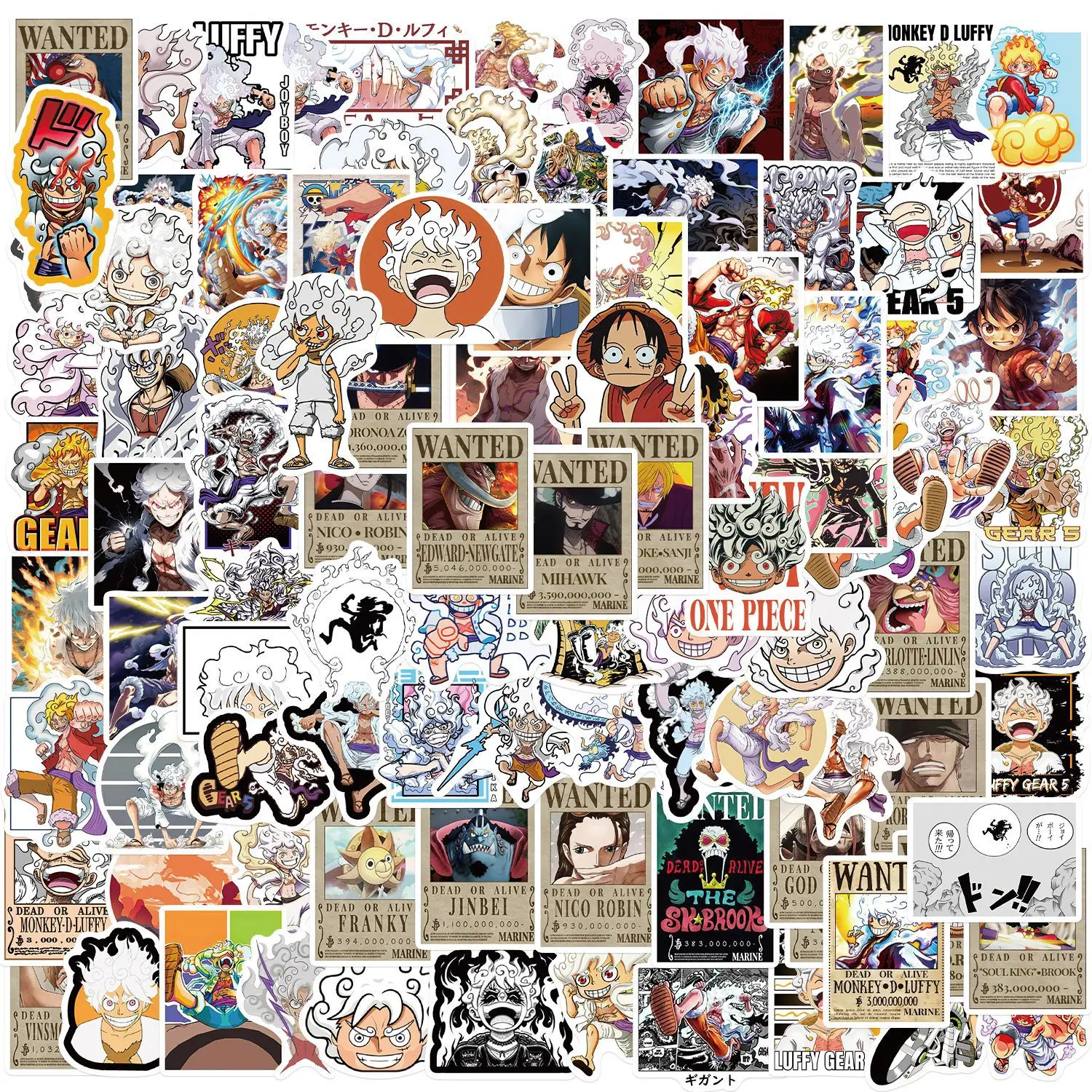100 Stück Anime One Piece Ruffy Cartoon Graffiti Aufkleber Telefon Gitarre Laptop Notebook Koffer Wasserdichte Aufkleber Kinderspielzeug