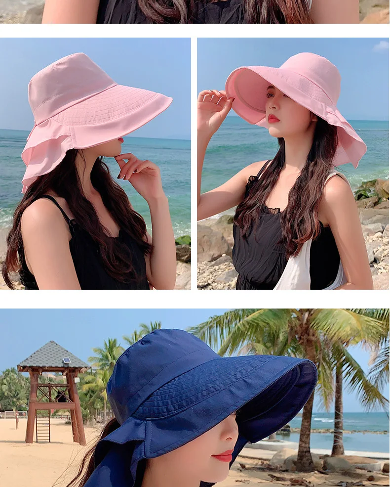 Sun Hat With Uv Protection And Neck Flap Wide Brim Beach Cap_voghion.com