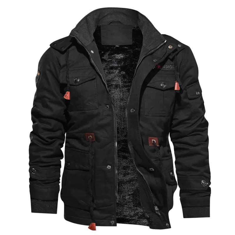 Thick Medium Length Washed Cotton Jacket Added Fleece Cotton Jacket Oversized Loose Stand Up Collar Warm Windproof Comfor