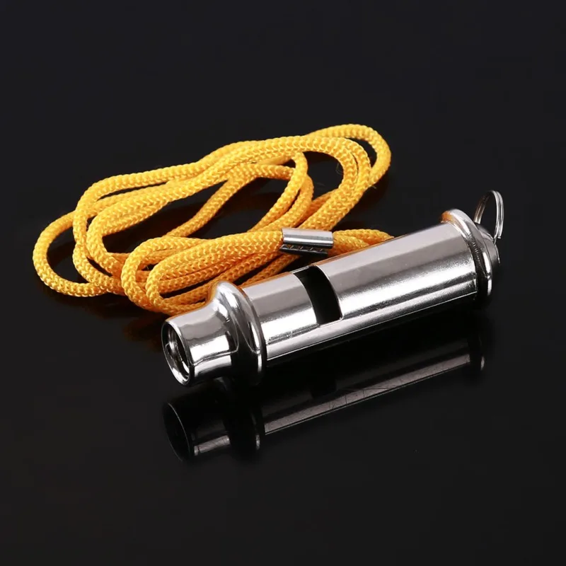 Description Picture 5 of item1Pcs Metal Whistle Travel Whistle Lifesaving Whistle Referee Sport Rugby Party Outdoor Whistle Training Yellow Lanyard