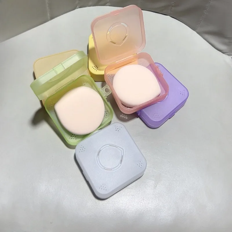 1Pc large powder puff box powder puff storage box breathable and separate dust large powder puff box 5