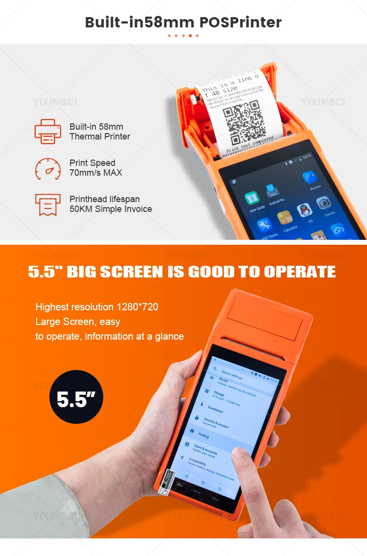 Newest Q1 4G Network SIM Card Android 8.1 2GB+16GB Pos PDA NFC Bracode Thermal Handheld Printer For SII E-boleta Lottery mini bluetooth photo printer