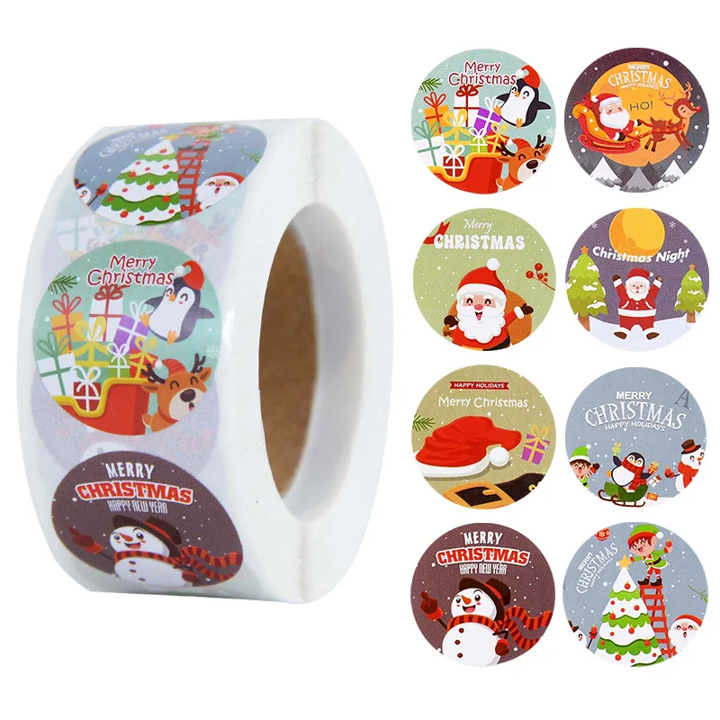 2000 Adesivi Natalizi Kraft: 4 Rotoli Con Albero, Pupazzo Di Neve E Fiocchi, 2,5 Cm, Per Regali E Fai Da Te