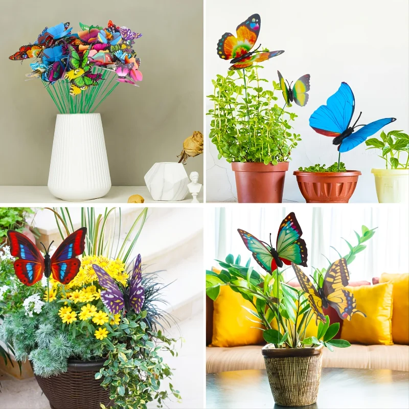 Bunch of Butterflies Garden Yard Planter Colorful Whimsical Butterfly Stakes Decoracion Outdoor Decor Gardening Decoration