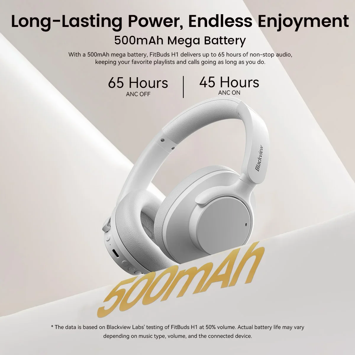 OSCAL Blackview Fitbuds H1 Earphone, Hybrid Active Noise Cancelling Headphones, Hi-Res Audio Over Ear Wireless Headset ANC Mic