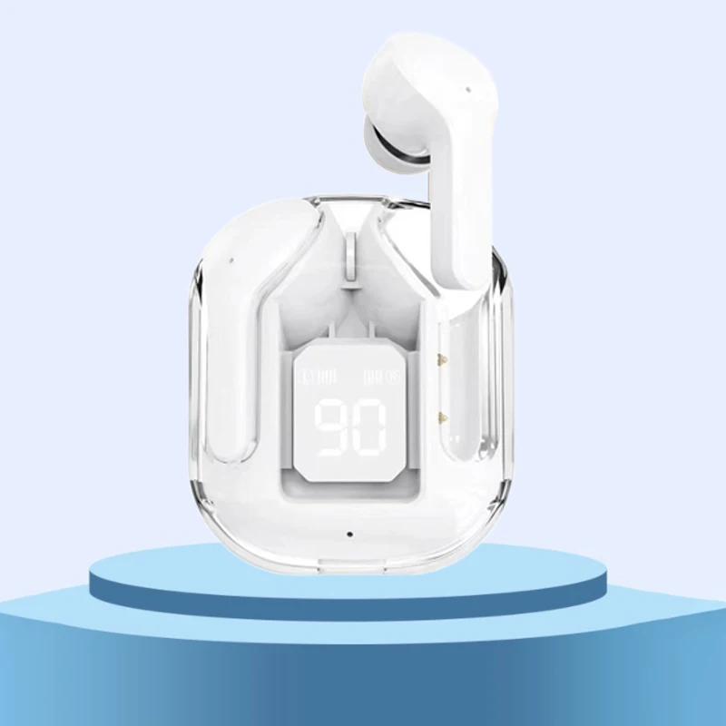 TWS Wireless Earphones Transparent Bluetooth In Ear Headset ENC Sports Headphones LED Power Digital Display Stereo Sound Earbuds_voghion.com