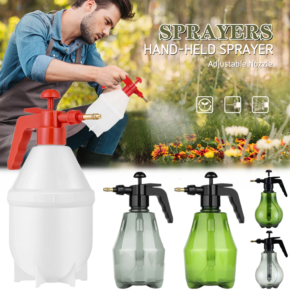 1.5L Garden Water Sprayer, Hand Pressure Disinfection Sprayer Bottle