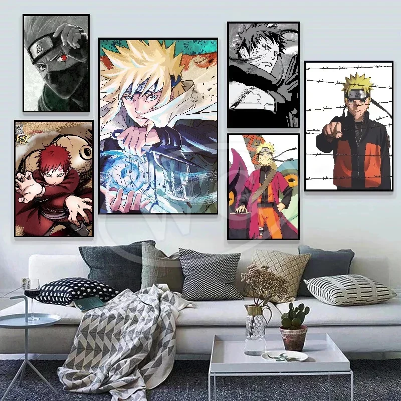 Naruto Poster Kakashi Sasuke Itachi Uchiha Akatsuki Anime Character Canvas Painting for Modern Home Decoration Aesthetic Gift