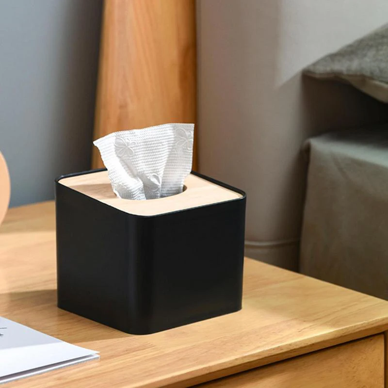 Home Tissue Paper Dispenser Tissue Box Napkin Containers Wood Cover Smooth Wooden Facial Container