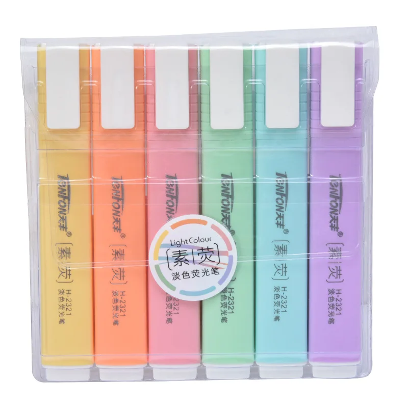 Highlighter Marker 6 Pcs/set Flat Shape