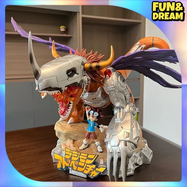 38cm Digimon Adventure Anime Figure MetalGreymon Action Figurine Yagami Taichi Greymon Exquisite Decoration Christmas Gift 1