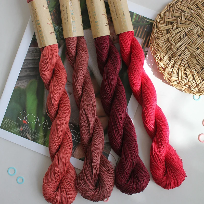 1*50g100% Natural Linen Lace Weight Hand Knitting Crochet Yarn  for Summer Fashion Garments Baby Clothes Soft and cool 4