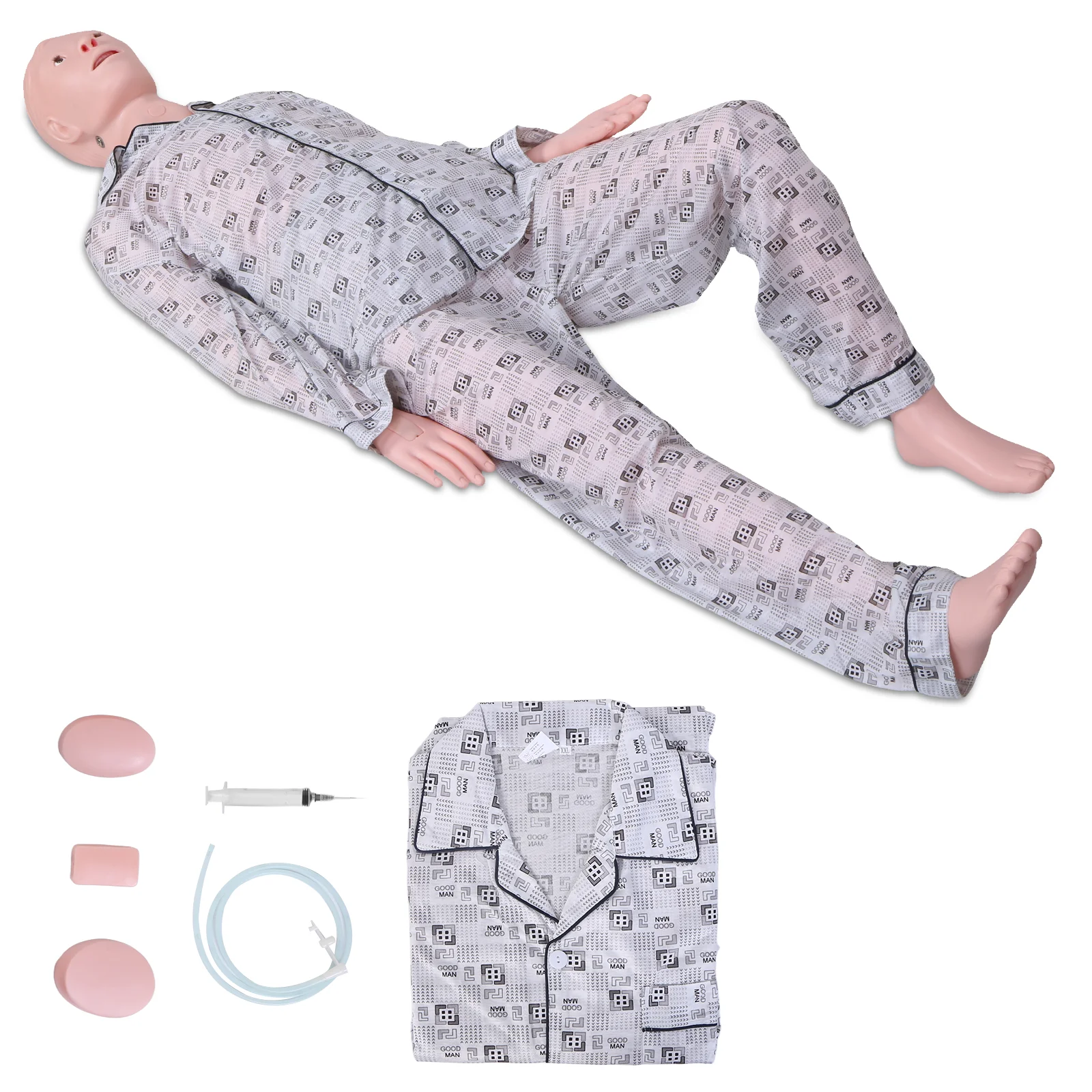 Nursing Training Manikin for Teaching Male-Female Nursing Patient Care Manikin with 3 Muscle Module & Hospital Gown & Urinary