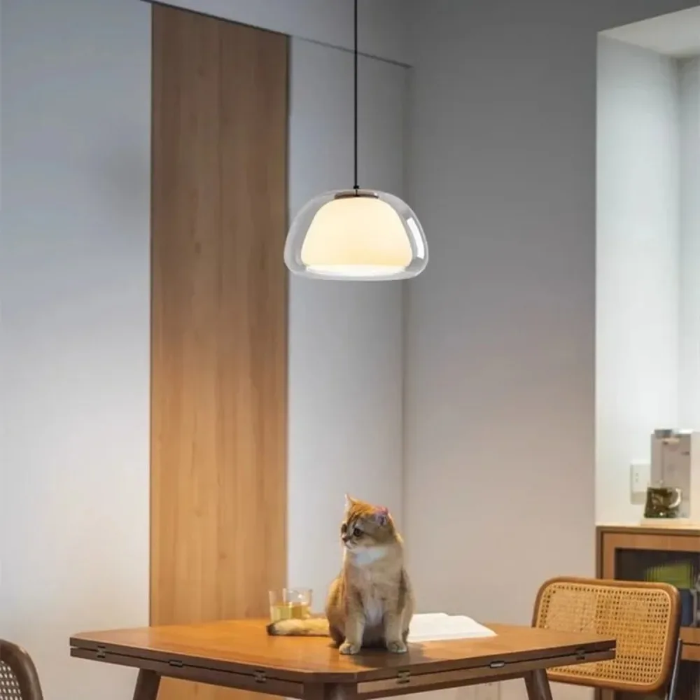 

Светодиодные подвесные светильники в скандинавском стиле, стеклянная железная лампа для кухонного островка, обеденного стола, прикроватного столика, для спальни, домашний декор, светильники