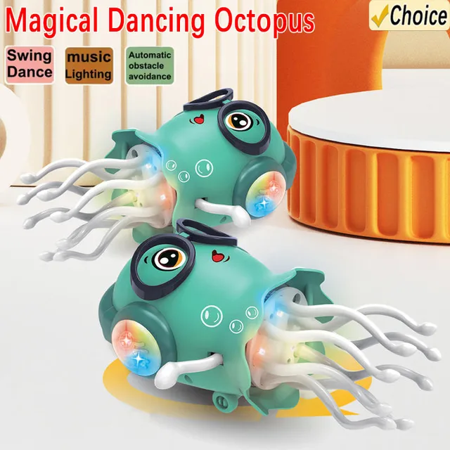 Magic Dancing Octopus Toy - Funny Electronic Animated Pet Automatic Obstacle Avoidance Sensor Toys Wiggly Music Octopus for Kids