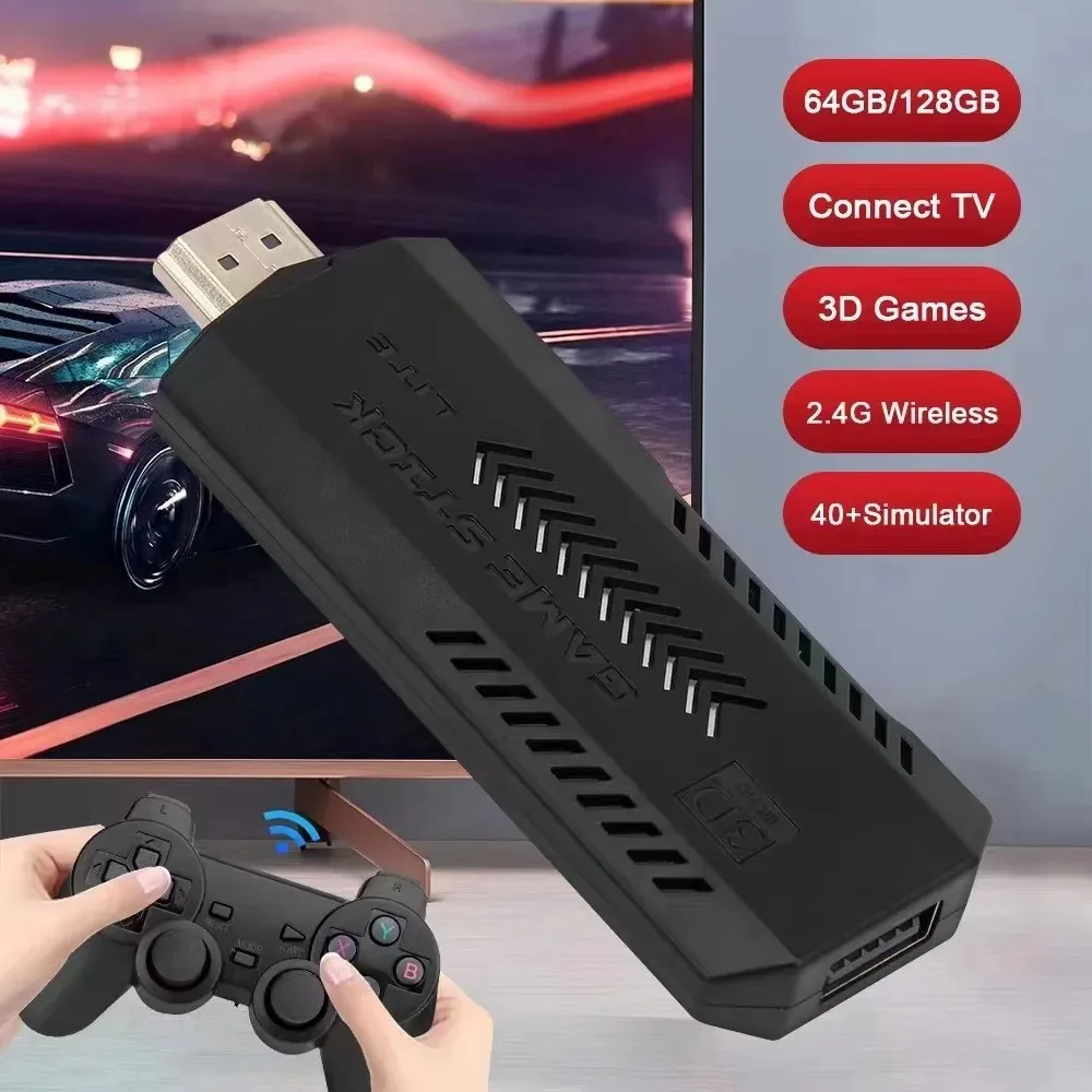 X2 Plus 128G 40000 Game GD10 Pro 4K Game Stick 3D HD Retro Video Console Wireless Controller TV 50 Emulator For PS1/N64/DC