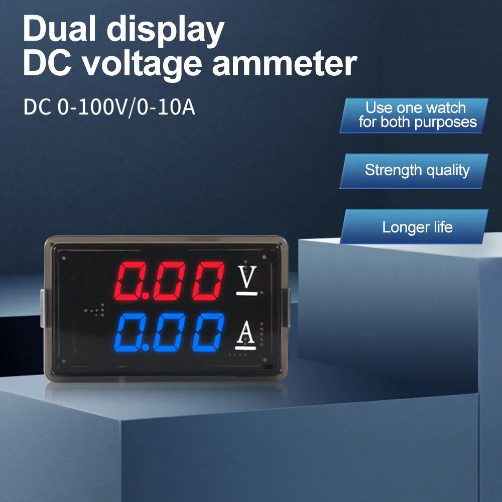 

0.28 Inch Digital Voltmeter Ammeter DC 100V 10A Amp Voltage Current Meter Tester Dual LED Display Panel
