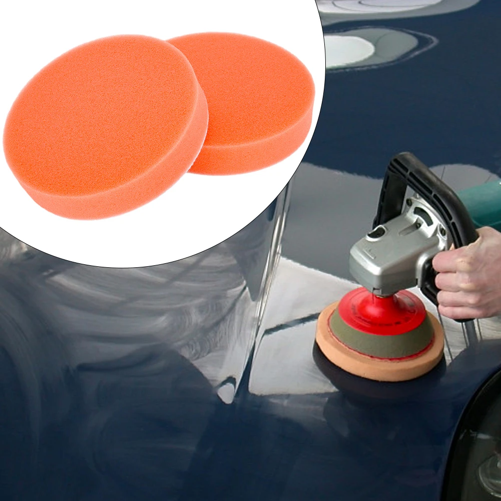 цена 2pcs 125mm 5Inch Polishing Buffing Pad Flat Sponge Polisher Buffer Pads For Car Accessories Cleaning Tools