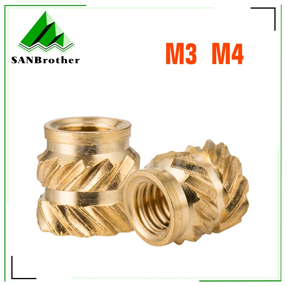 Brass Hot Melt Inset Nuts Heating Molding Copper Thread 3D Printer SL-type Double Twill Knurled Injection Brass Nut