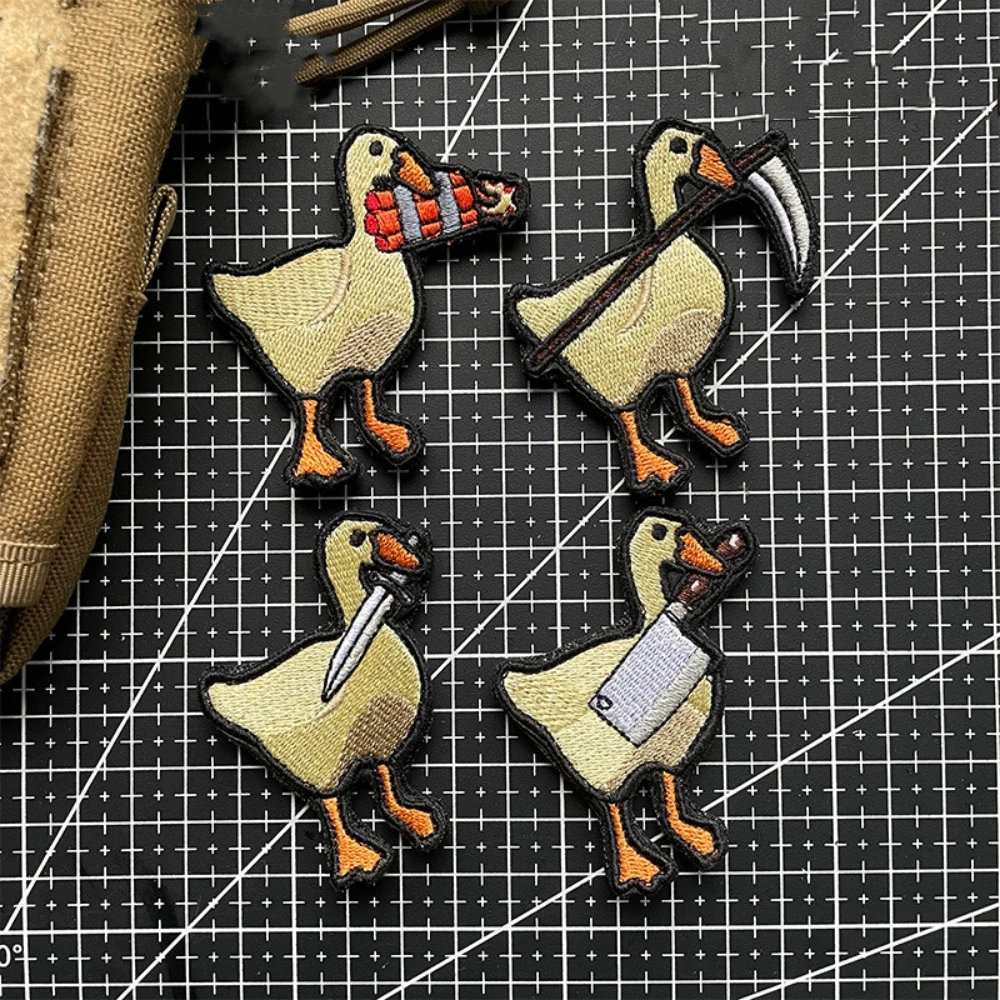 Game Embroidery Patch Cartoon Goose Morality Emblem Sticker Big Goose