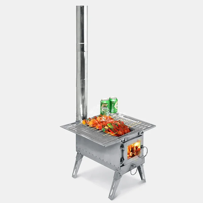 High quality Stainless steel foldable grill portable outdoor camping tent wood stove