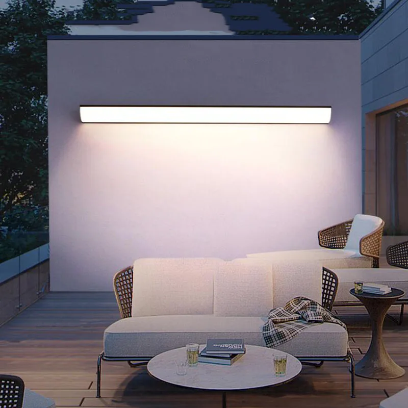 Long Strip Outdoor LED Lâmpada de parede, IP65 Alumínio Luz, Jardim, Villa, varanda, Sconce Lumine, impermeável, 110V, 220V