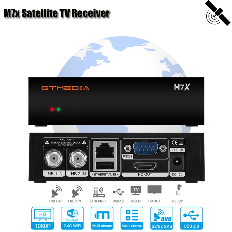 

GTmedia M7X Twin Tuner Satellite TV Receiver Receptor Satellite TV Receiver Built-in 2.4G WIFI DVB S2 Supprot IKS/SKS Brazil