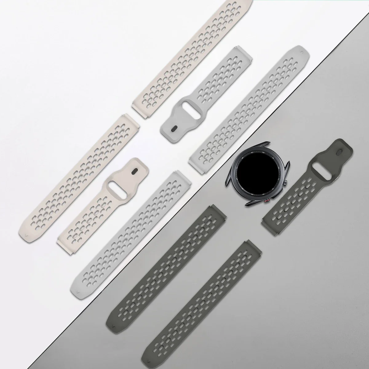 Silicone Breathe Band Strap, 18-22mm Adjustable Bracelet