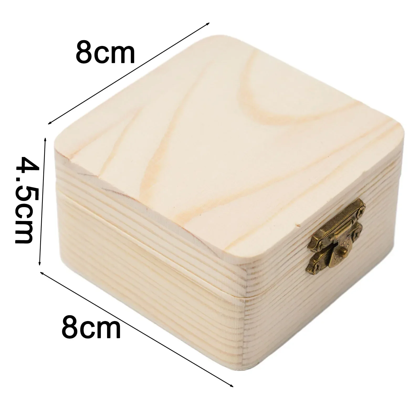 Plain Natural Wooden Packing Box With Lid Desktop Wood Clamshell Jewelry Storage Box Multifunction Hinged Boxes Home Decoration 6