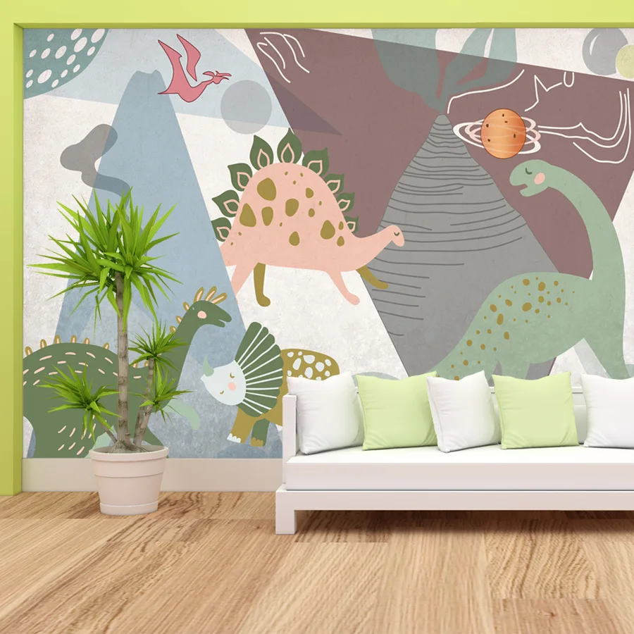 

Removable Custom Peel and Stick Accept Wallpapers for Living Room Kids Baby Cartoon Dino TV Wall Papers Home Decor Murals Prints