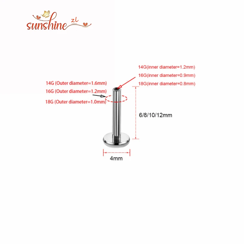 10Pcs G23 티타늄 스터드 귀걸이 립 Labret 피어싱 포스트 14G 16G 내부 스레드 Daith Tragus 딤플 링 헬릭스 액세서리