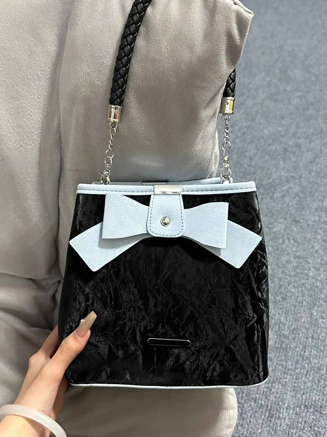 JIAERDI Sweet Cool Black Shoulder Bags Purse Women 2025 Versatile Bow Y2k Handbag Female Hot Girls Crossbody Bags Bucket Bag New