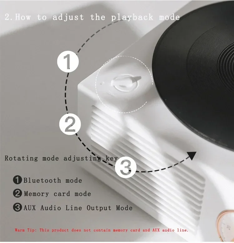 

Shape Music Box Type Built-Vintage Retro Microphone Speaker HIFI Aux Support Portable Record Player in Bluetooth Stereo Wireless