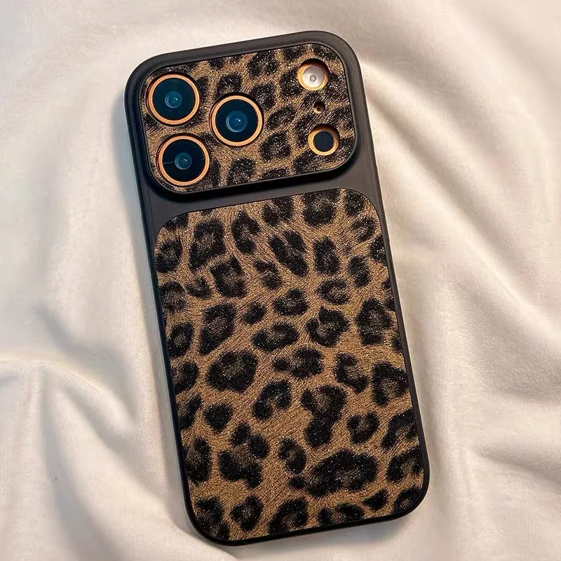 Luxury Leopard Print Shockproof Matte Phone Case with Camera Protection