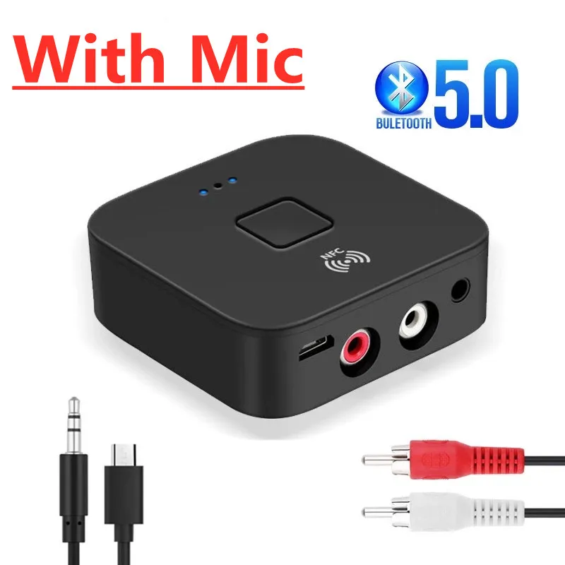 Bluetooth 5.0 Receiver 3.5mm AUX Jack RCA Wireless Adapter Dongle Mic NFC For Car kit Audio Transmitter Amplifier Speaker Auto bluetooth adapter,bluetooth audio receiver,bluetooth transceiver adapter,bluetooth aux adaptor