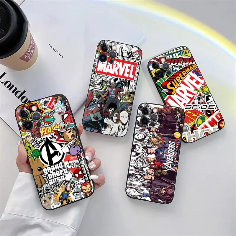 

Avengers Endgame Heroes Marvel Phone Case for iPhone 11 15 Pro Max Case Coque 14 Plus 13 Pro 12 Mini 11 X S XR 7 8 SE Soft Cover