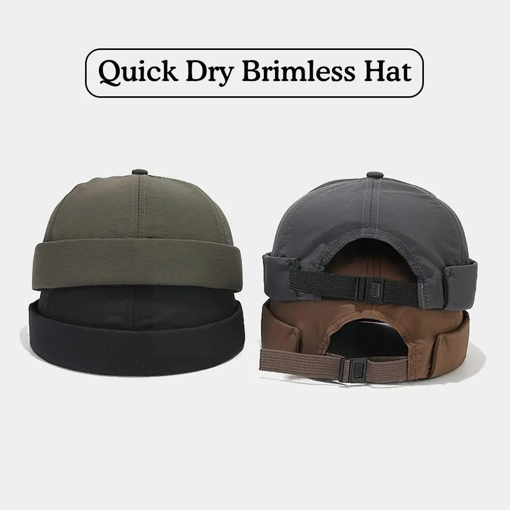 Quick Drying Brimless Hat Vintage Men Adjustable Literary Breathable Cap Versatile Hat Street Fishing Hip-hop Casual Hat Ou X7Y5