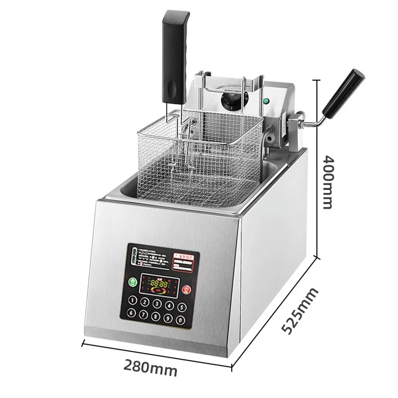 8L Electric Frying Pan Commercial Single-cylinder Timed French Fries Intelligent Automatic Lifting Large-capacity Fryer Electric