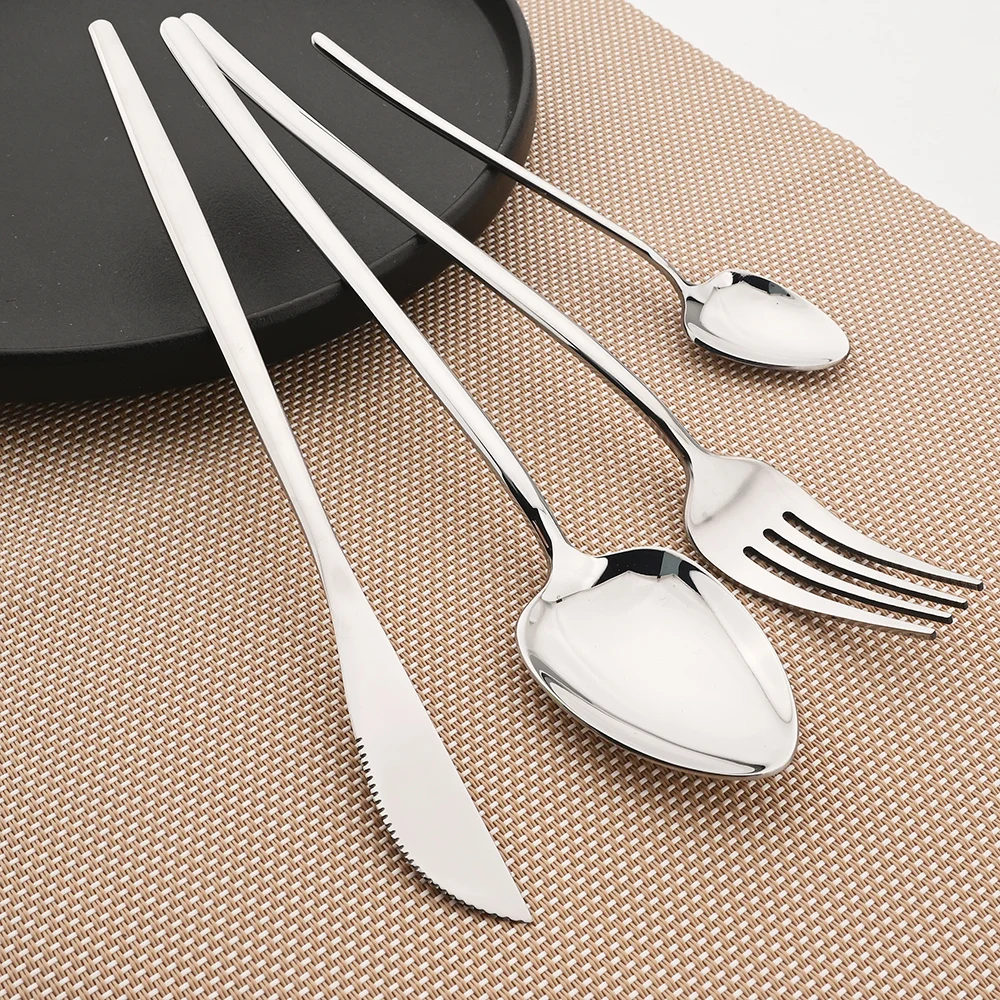 4/16/24/32Pcs Cutlery Set 304 Stainless Steel Flatware Set Fork Spoon Knife Dinner Set Silver Dinnerware Set Kitchen Silverware