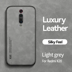 Luxury Leather Magnetic Car Holder Case with Soft Frame and Metal Plate for Redmi K20 (Light Grey)