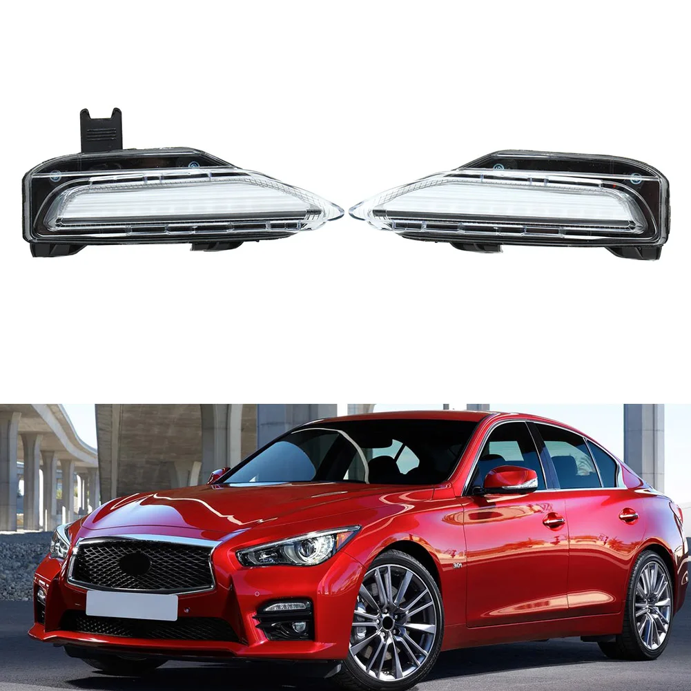 

2 Pcs Car LED Daytime Running Light w/ Yellow Turn Signal Lamp Indicator For Infiniti Q50 2015 2016 2017 2018 2019 2020 2021