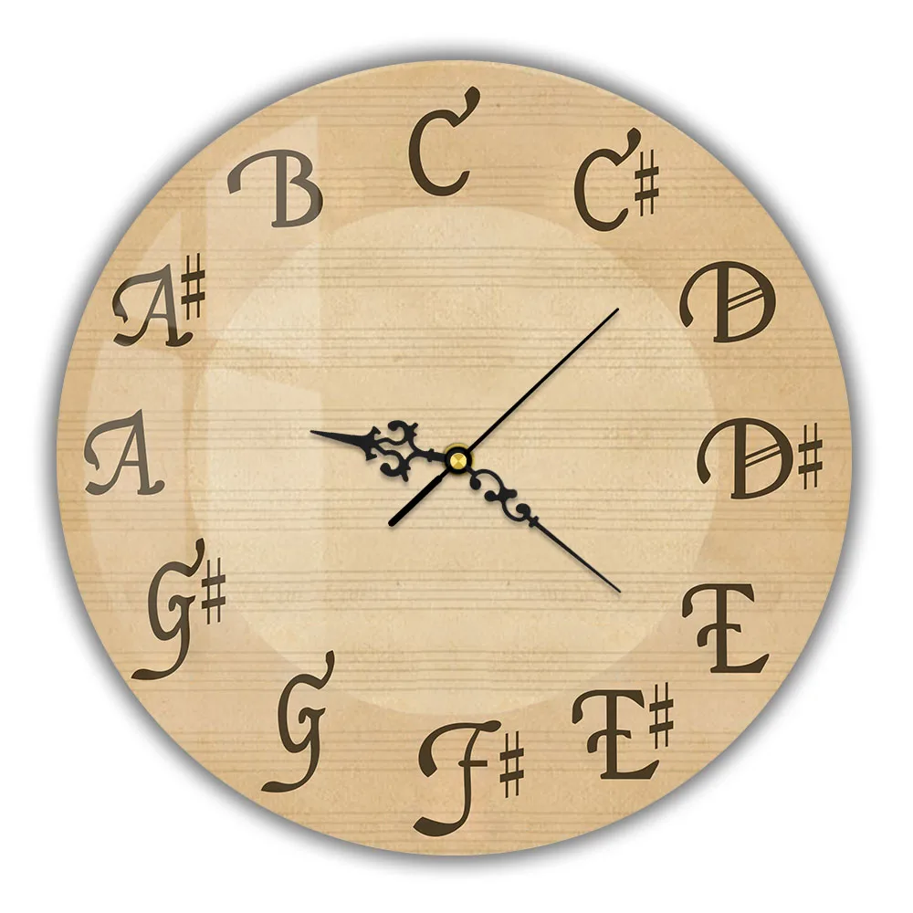 Antique Music Sheet Printed Wall Clock For Music Studio Retro Old