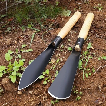 Garden Shovel Heavy Duty Iron Hoe Tool for Planting Weeding Digging Loosening Soil Harvest WildVegetables Gardening PlantingTool