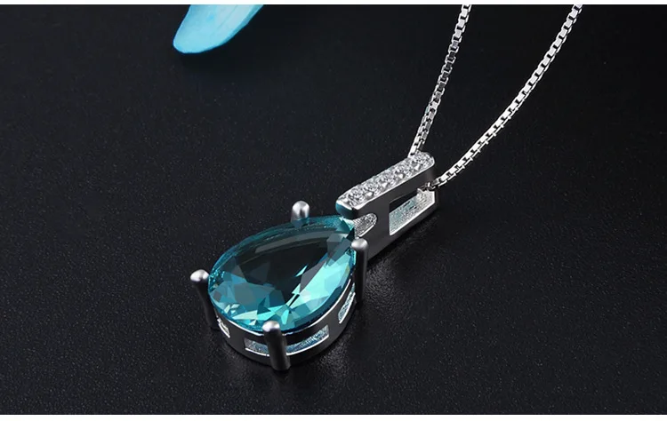 Silver Pendant Necklace New Pure Natural Blue Topaz S925 Carat Pendant Necklace for Women